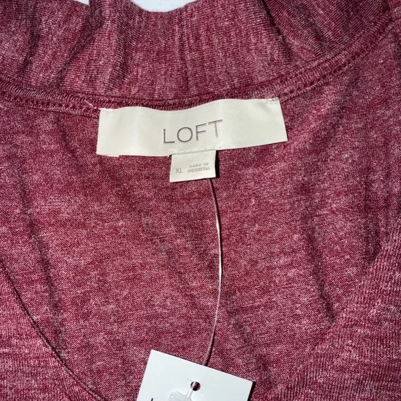 NWT LOFT Ann Taylor V Neck Tie Flowy Shirt Maroon Magenta Career XL - Picture 6 of 10